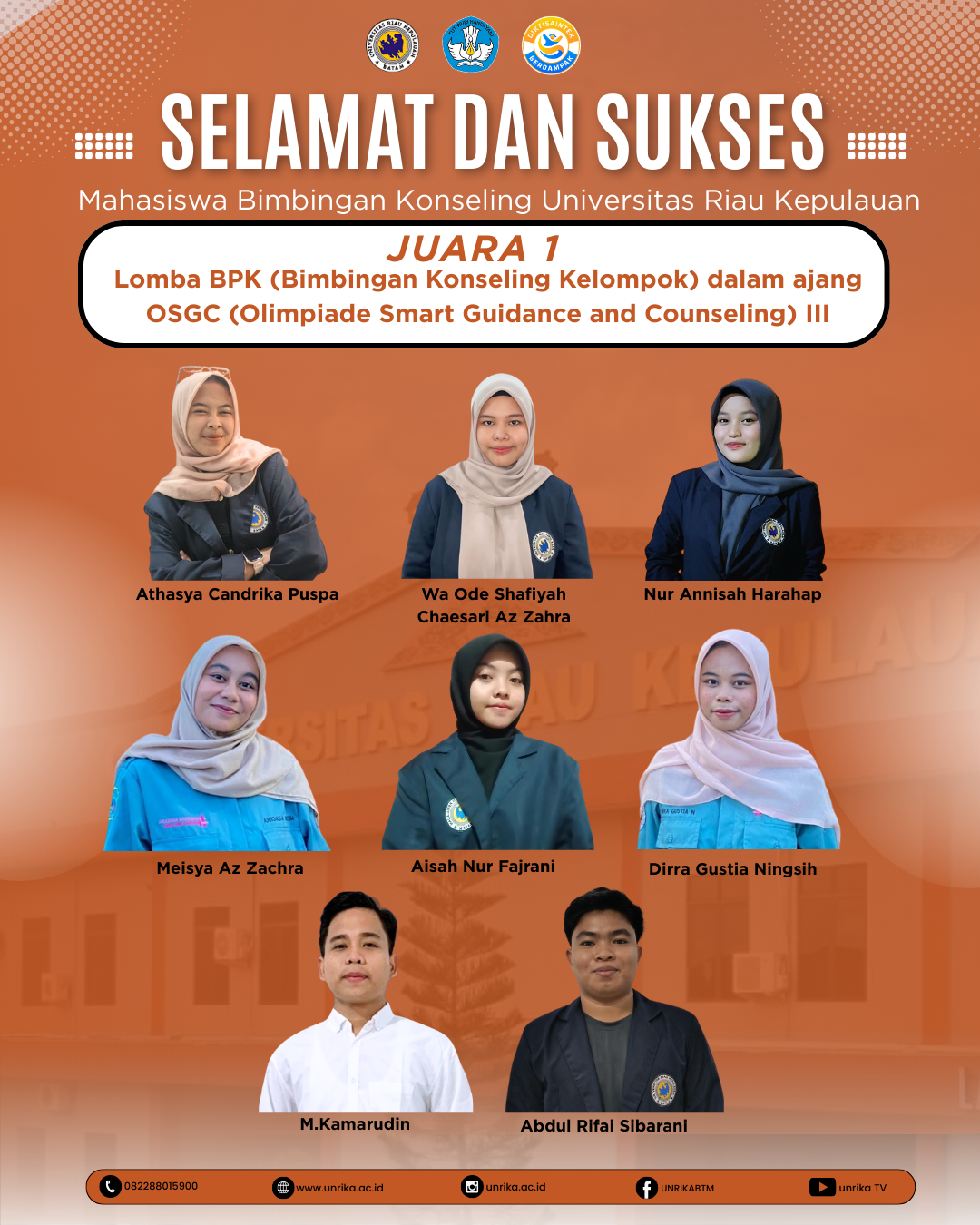Selamat dan Sukses! Mahasiswa Bimbingan Konseling UNRIKA Raih Juara 1 OSGC III